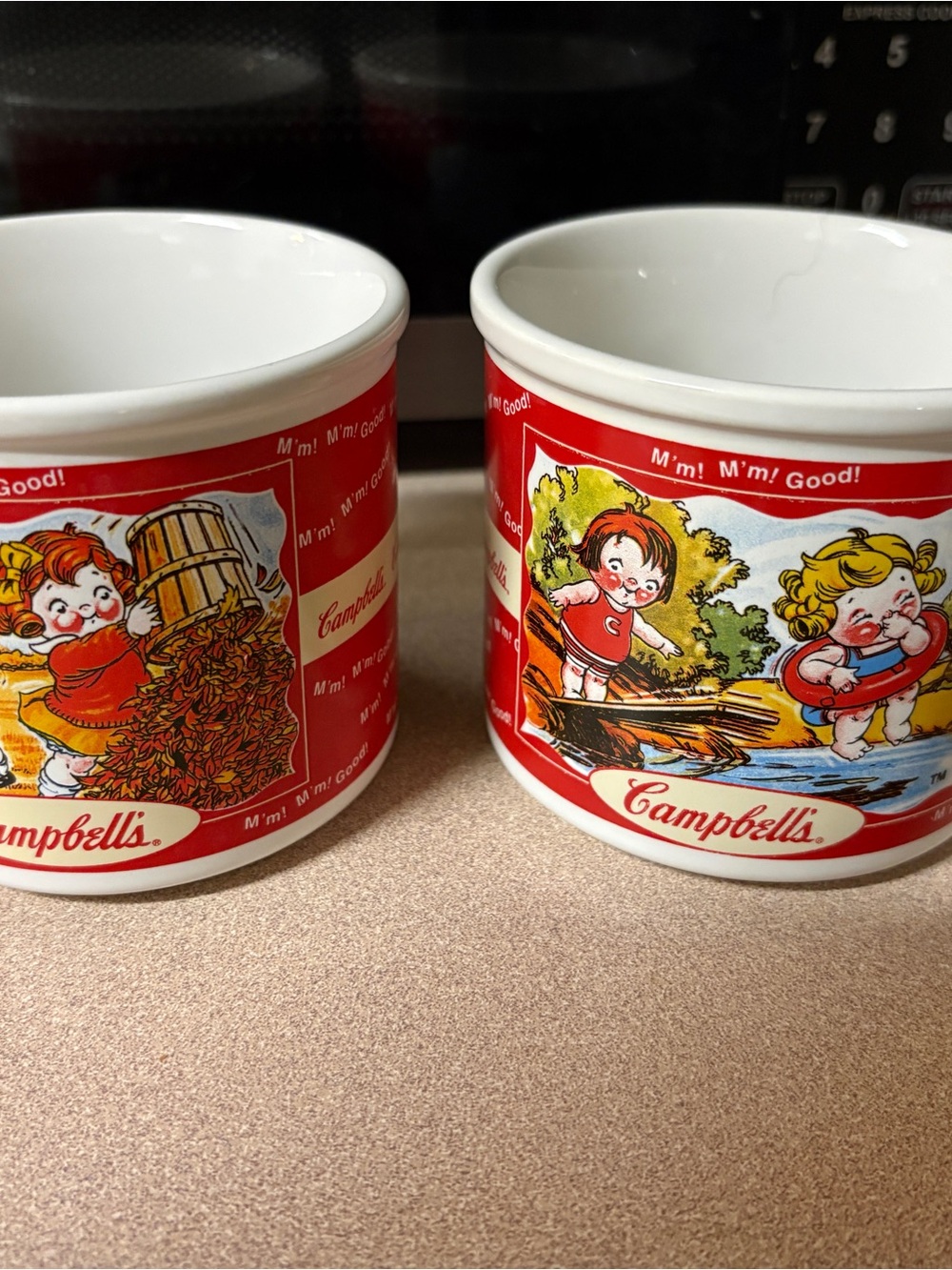 Campbell's Red Ceramic Kids Illustration Mugs - Set of 2